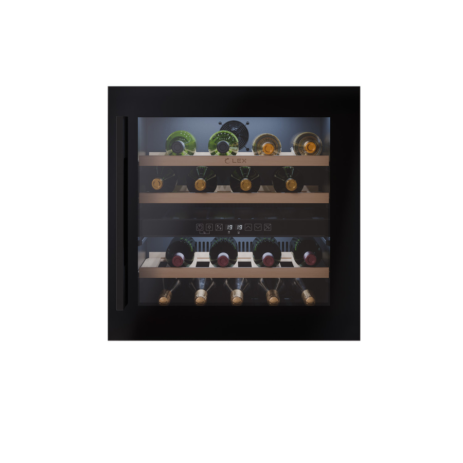 Винный шкаф LWD6036BL DUAL ZONE, 595х590х563 мм, стекло, черный, Lex
