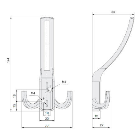 Крючок, 397, трехрожковый, металл, хром/черный матовый