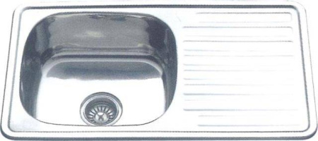 Мойка врезная, 760х420х180х0,8мм, глянец, универсальная+сифон, CMF