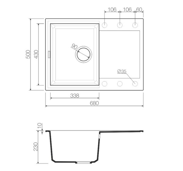 Мойка Sakaime 68-WH, Tetogranit/белый