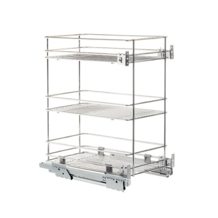 Корзина 400мм, 3 яруса, 264х470х538мм, двустороннее боковое нижнее крепление, с доводчиком, Grass Nova Pro, Vibo