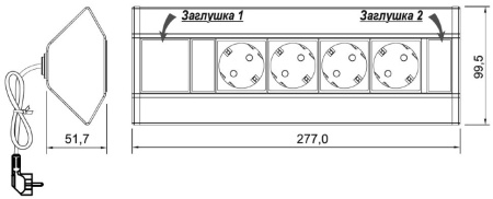 Угловая накладная, 3хEURO+2USB A, серый, усовое заземл., IP20, пластик, GLS