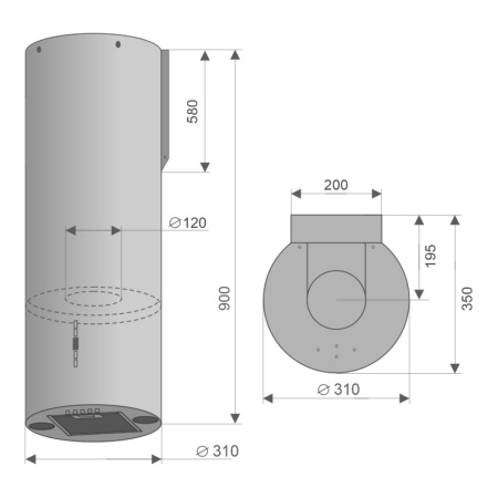 Вытяжка настенная Ester Gold/Black Glass, 31 см, без угольн. фильтра, ПДУ, золот/чер стекло, Konigin