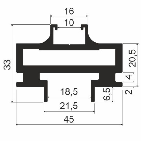 Профиль горизонтальный, L=3000мм, латунь A21