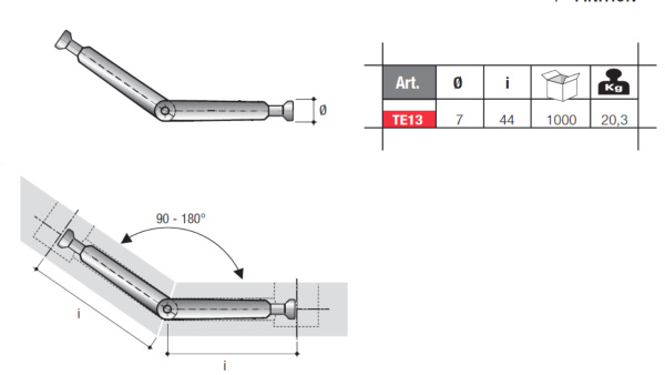 Двойной болт угловой MINIFIX GV, 7х44мм, металл, без покрытия, Permo