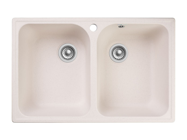 Мойка GranFest QUARZ 15, 737х478 мм, белый (прямоугольная, 2 чаши, без сифона)