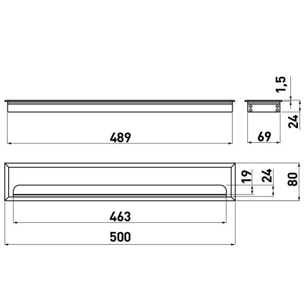 Заглушка для кабель-канала, 80х500мм, алюминий, алюминий, GTV