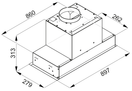 Вытяжка полновстраиваемая Skynet White, 60см, б/угольного фильтра, белый/белое стекло, Konigin
