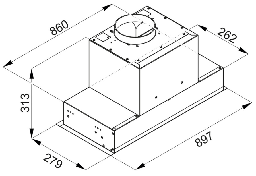 Вытяжка полновстраиваемая Skynet White, 60см, б/угольного фильтра, белый/белое стекло, Konigin