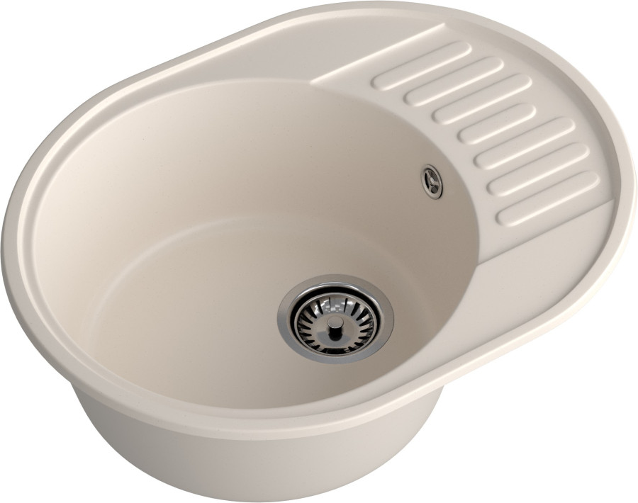 Мойка ЭкоМ 6148, 620х480мм, кварц, белый (без сифона)