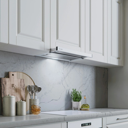 Вытяжка встраиваемая телескопическая HOGAN 500 WHITE, 50см, б/угольного фильтра, белый, Lex