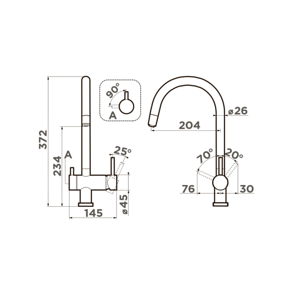 Смеситель Yamada-P-BE, латунь, ваниль