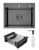 Мойка врезная Ладога 50, 500х400х220мм, нерж. сталь SS201, черный PVD, дозатор+корзина, CMF