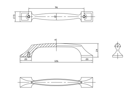 Ручка-скоба, 822, 96мм, металл, античная бронза