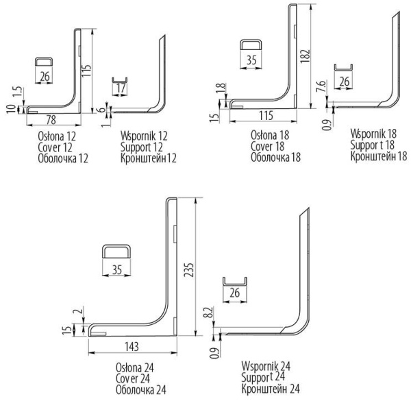 Полкодержатель Г-образный, L=120мм, белый, без креплений (компл. 2шт)