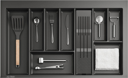 Вкладыш для ножей в лоток TRAY, 98х395х42мм, в шкаф от 500мм, графит, AQ