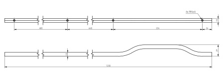 Ручка-скоба, GRAVEL, L=1200 мм, металл, черный матовый, GTV