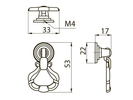 Ручка-капля, KT WP 1147, 53х33х17мм, металл, бронза, GTV