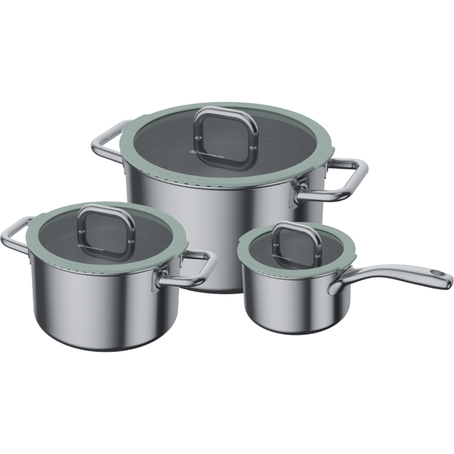Набор посуды Kenrei Set (ковш 1,8л, кастрюли 3,4л и 5,8л), нерж. сталь