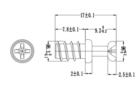 Болт Р-ТЕК, 6,3х7,8мм, сталь, с покрытием, HISSEN