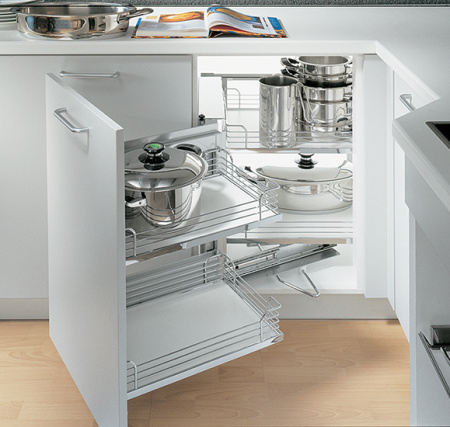 Волшебный уголок Комплект 450-600мм в угловой шкаф, 2 полки, левый, хром, Kessebohmer