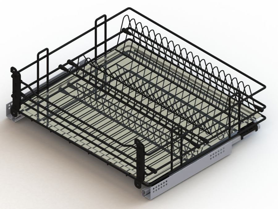 Сушка в нижний шкаф 450мм, 395х485х180мм, направл.Hettich с доводчиком, черный, Россия