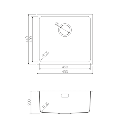 Мойка Tadzava 49-U/I-GM, нержавеющая сталь, вороненая сталь