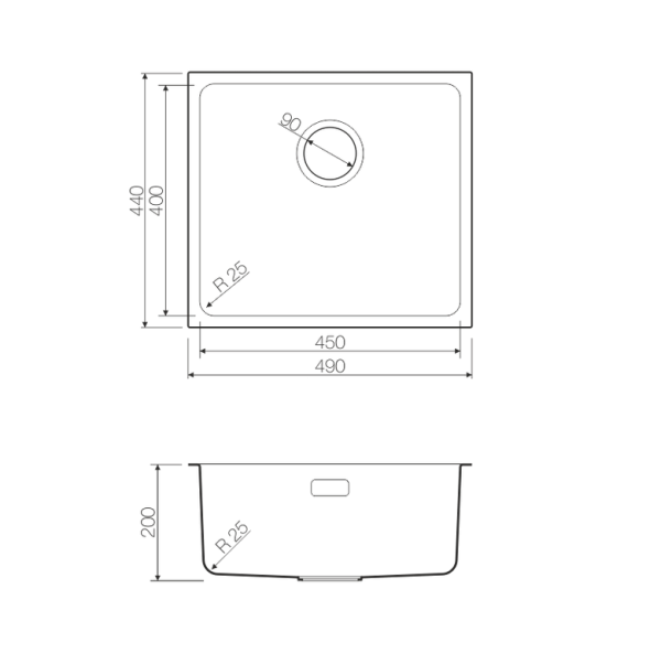 Мойка Tadzava 49-U/I-GM, нержавеющая сталь, вороненая сталь