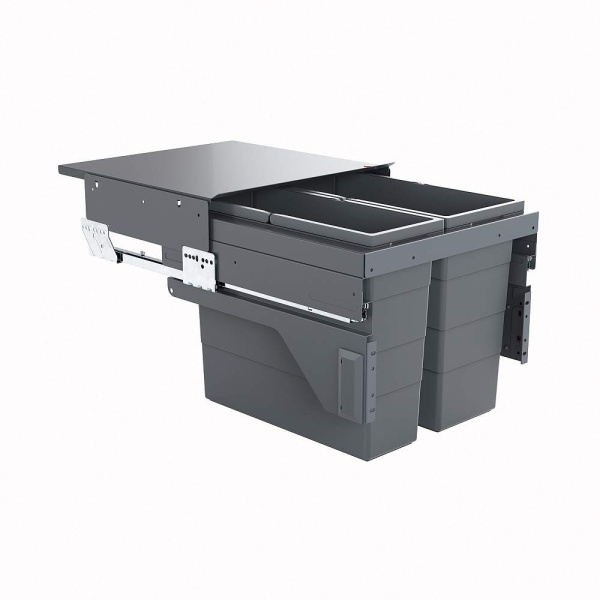 Система сортировки "Euro-Cargo-S 45", 1х21л, 1х17л, 412-418x434x370мм, в шкаф 450, полн выдв, графит