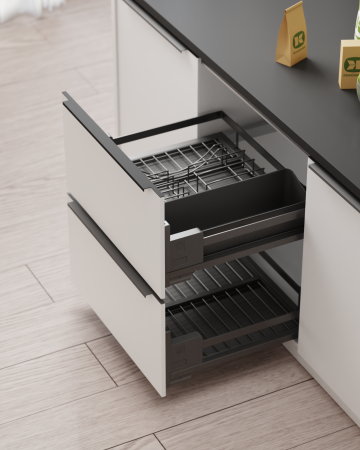 Сушка выкатная 600мм, Дайнинг Агент Ф135, с направл., во внутр. ящ, антрацит, Kessebohmer