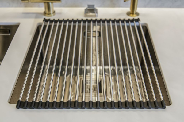 Ролл-мат для мойки с силиконом ROLL-03-IN, нержавеющая сталь/черный