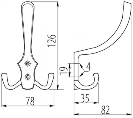 Крючок, WZ-A0-K24, трехрожковый, металл, хром, GTV