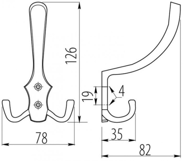 Крючок, WZ-A0-K24, трехрожковый, металл, хром, GTV
