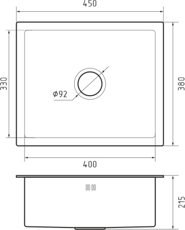 Мойка GranFest METAL 4538, 450х380 мм, нерж. сталь PVD, графит