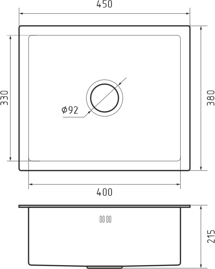 Мойка GranFest METAL 4538, 450х380 мм, нерж. сталь