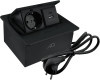 Горизонтальная, 1хEURO+2хUSB A+C, полуавтомат, черный, 138х135х68мм, металл/пластик, AQ