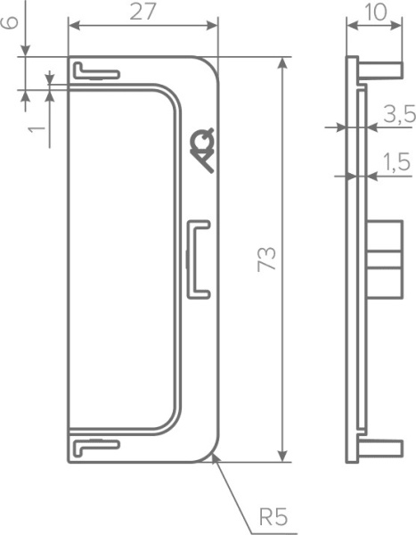 Заглушка глухая универсальная для горизонтального C-образного профиля, пластик, золото, AQ