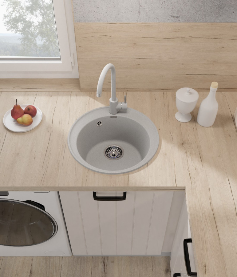 Мойка ЭкоМ 4800, d=480мм, кварц, серый (без сифона)