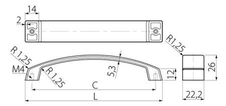 Ручка-скоба, UZ-G1, 160мм, металл, инокс