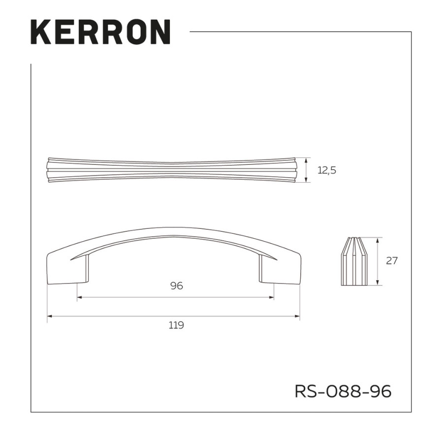 Ручка-скоба, 088, 96мм, металл, чернёный старинный цинк