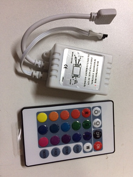 Контроллер с ИК-пультом для RGB лент, 12В/72Вт, 6А, 63х35х22м, белый