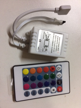 Контроллер с ИК-пультом для RGB лент, 12В/72Вт, 6А, 63х35х22м, белый