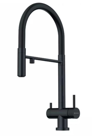 Смеситель Kanto-GB, латунь, графит/черный гибкий шланг