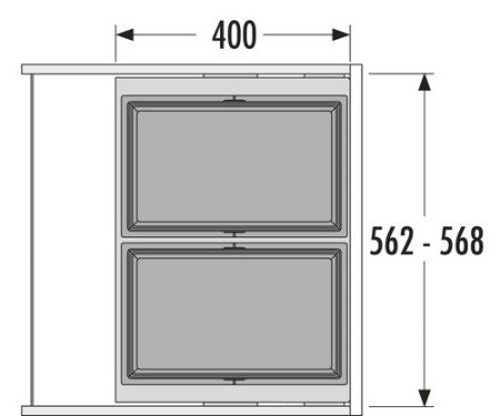 Контейнеры для мусора выдвижные, 2х28л, 562-568х400х424мм, в шкаф на 600мм, пластик, графит, Cargo Synchro