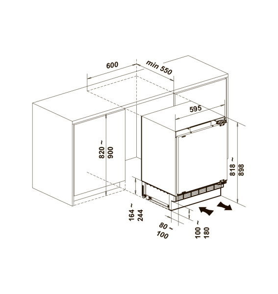 Холодильник встраиваемый однокамерный RBI 102 DF, Lex