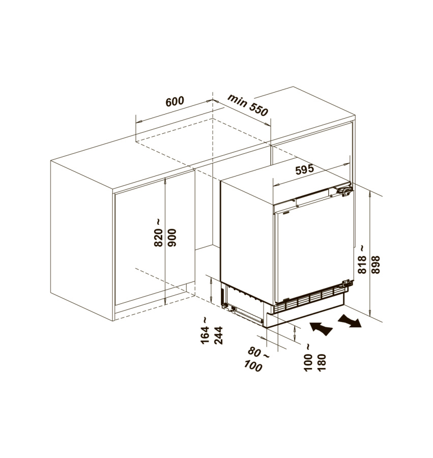 Холодильник встраиваемый однокамерный RBI 102 DF, Lex