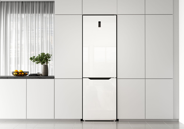 Холодильник отдельностоящий двухкамерный LKB201WGIDMAX, белый/стекло, Lex