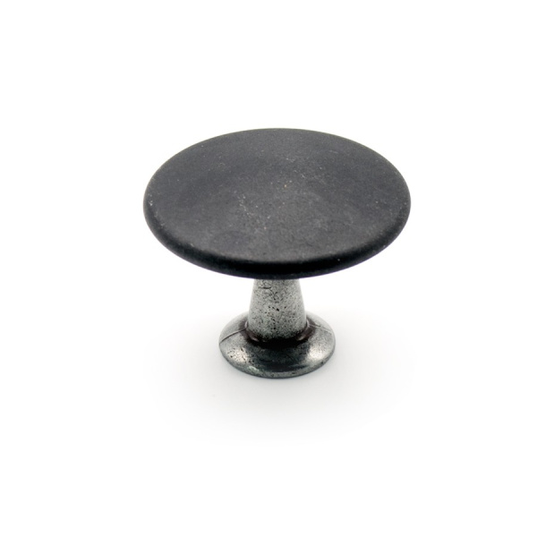 Ручка-кнопка, Chateau, MO.3992.53.58, d=42мм, металл, темная матовая сталь/черная сталь 