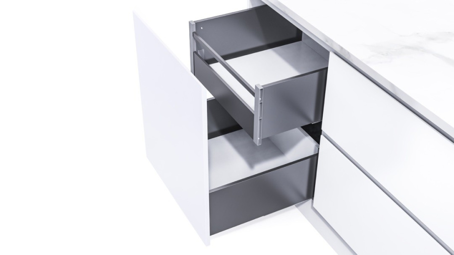 Держатель передней панели ящика, левый и правый, белый, (H199), HISSEN