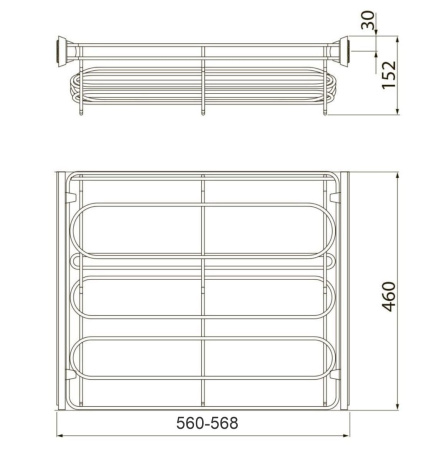 Полка для обуви SMART, 600мм, 460х660х152мм, без направляющих, сталь, графит